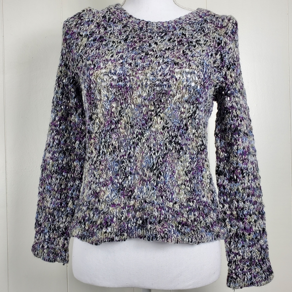 WindiRiver knitted multicolored purple gray black sweater size small